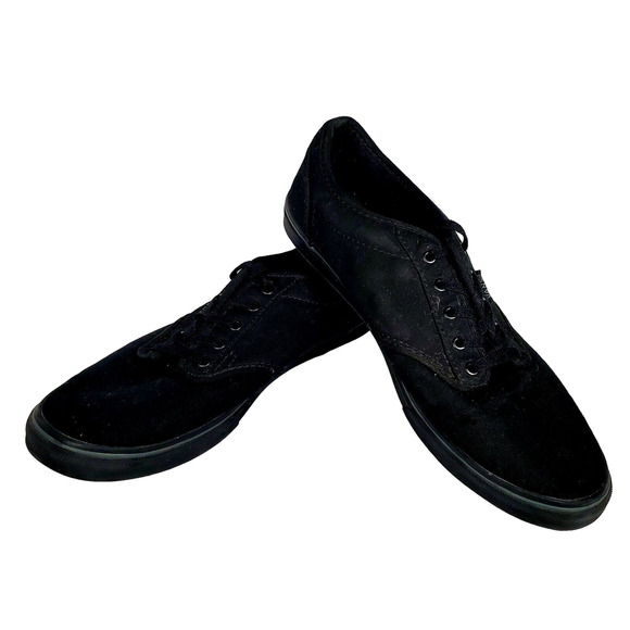 Vans Womens Size 9 Casual Sneakers Skateboarding Shoes Black Canvas Low Top EUC - Picture 1 of 7